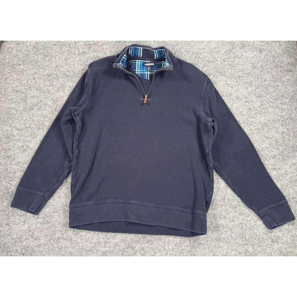 Navy Quarter Zip Sweatshirt Preppy Dad America Coastal Grandpa Golfcore Yacht LT
